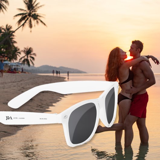 monogram elegante chocoladebruideje zonnebrillen