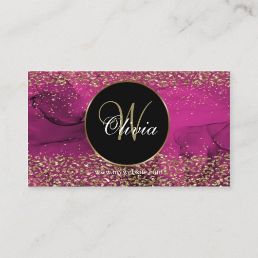 Monogram Elegante Classy Pink Gold QR-code Visitekaartje (Achterkant)
