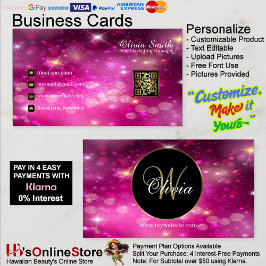 Monogram Elegante Classy Sparkle QR-code Visitekaartje