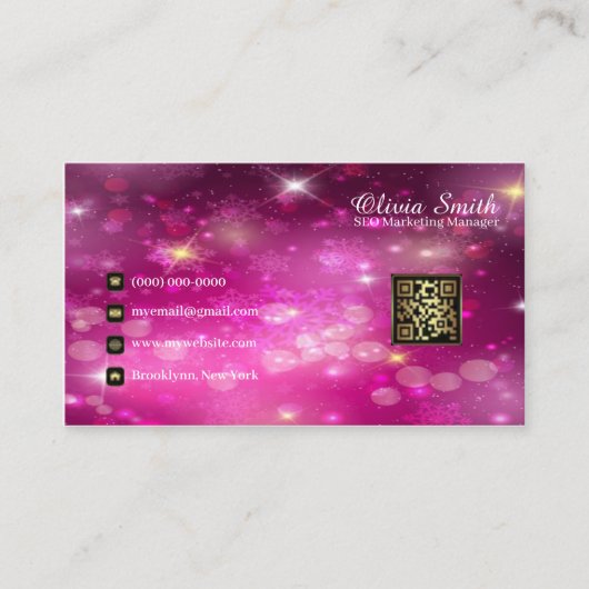 Monogram Elegante Classy Sparkle QR-code Visitekaartje (Voorkant)