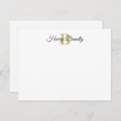 Monogram Elegante Elegante Stijlvolle Flat Note Ka Notitiekaartje (Voorkant / Achterkant)