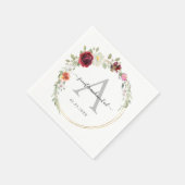 Monogram, elegante eucalyptus bloem bruiloft servet (Hoek)