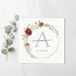 Monogram, elegante eucalyptus bloem bruiloft servet