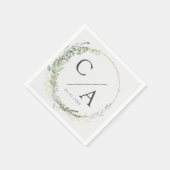 Monogram, elegante eucalyptus bruiloft servetten (Hoek)