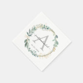 Monogram, elegante eucalyptusbruiloft servet (Hoek)