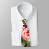 Monogram elegante floral Roze Zwart Stropdas (Gebonden)
