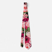 Monogram elegante floral Roze Zwart Stropdas (Achterkant)