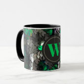 Monogram elegante glitter groen grijs zwart paille mok (Voorkant links)