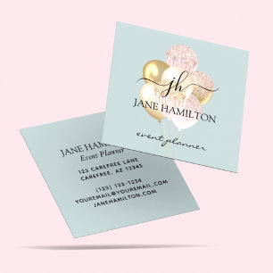 Monogram Elegante Glitterballonnen Vierkante Visitekaartje