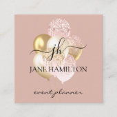 Monogram Elegante Glitterballonnen Vierkante Visitekaartje (Voorkant)
