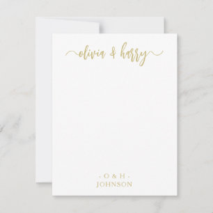 Monogram Elegante Gouden Witte Trouwnotitiekaart Notitiekaartje