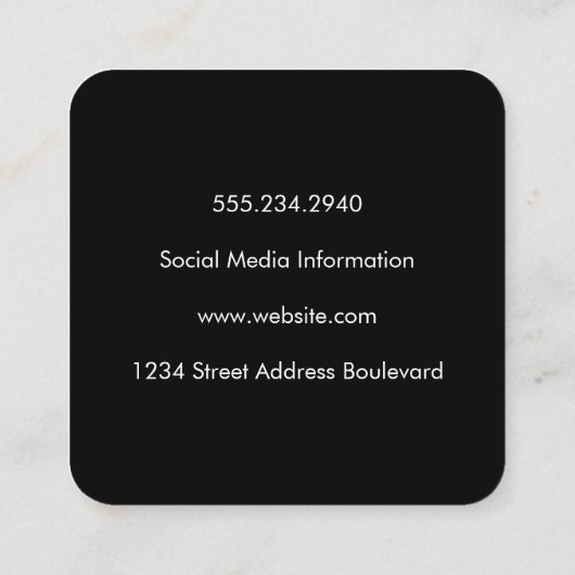 Monogram elegante grijze glitter vierkante visitekaartje (Achterkant)