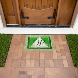 Monogram Elegante Groene Bladeren Deurmat