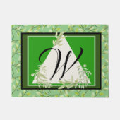 Monogram Elegante Groene Bladeren Deurmat (Voorkant)