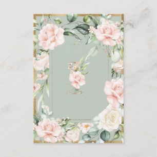Monogram Elegante Groene Bloemrozen Letter I  Bedankkaart