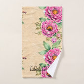Monogram elegante hand getrokken bloemenrustiek bad handdoek (Handdoek)