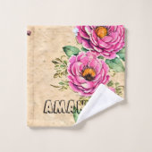Monogram elegante hand getrokken bloemenrustiek bad handdoek (Wasdoekje)