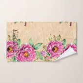 Monogram elegante hand getrokken bloemenrustiek bad handdoek (Handdoek)