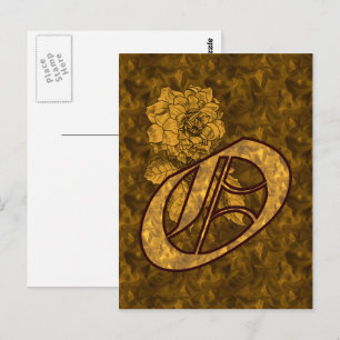 Monogram Elegante Initiaal O Gouden Pioenbloem Briefkaart