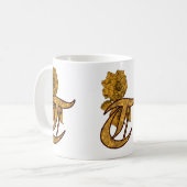 Monogram Elegante Initiaal T Gouden Pioen Koffiemok (Voorkant links)