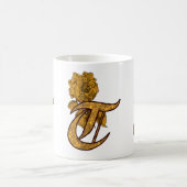 Monogram Elegante Initiaal T Gouden Pioen Koffiemok (Center)
