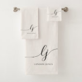 Monogram elegante kalligrafie minimaal neutraal bad handdoek (Insitu)