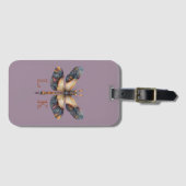 Monogram Elegante Libelle Paars Bagagelabel (Voorkant (horizontaal))