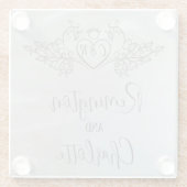 Monogram Elegante lila Moeder-van-Parel Bruiloft Glazen Onderzetter (Achterkant)