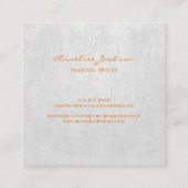 Monogram elegante luxe wit leer goud koper vierkante visitekaartje (Achterkant)