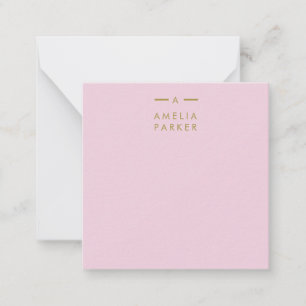 Monogram Elegante Minimaal Roze Goud Notitiekaart Notitiekaartje