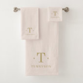 Monogram Elegante Minimal Blush Pink Gold Chic Bad Handdoek (Insitu)