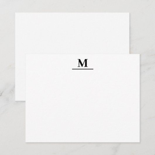 Monogram Elegante Minimal Modern Flat Note Kaart Notitiekaartje (Voorkant / Achterkant)
