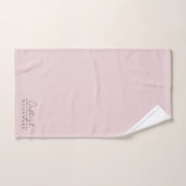 Monogram Elegante minimale Blush Roze en Zwart Bad Handdoek (Handdoek)