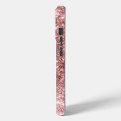 Monogram Elegante minimale Gouden Roos Glitter Fol Case-Mate iPhone Case (Achterkant / Links)