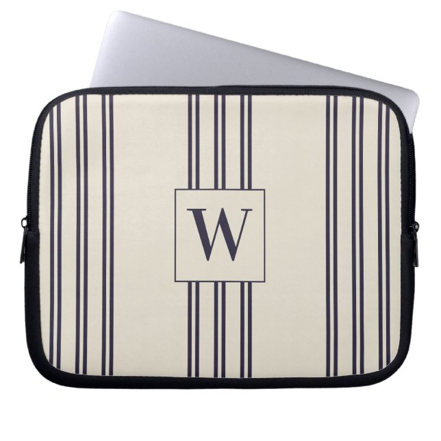 MONOGRAM ELEGANTE MINIMALISTISCHE AEGEAN STRIPE MA LAPTOP SLEEVE (Voorkant)