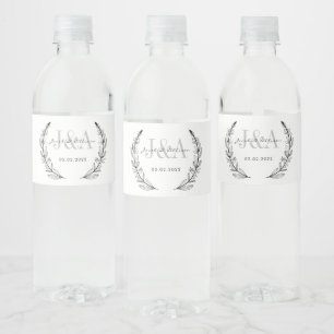 Monogram Elegante Moderne Bar Bruiloft gunst Waterfles Etiket