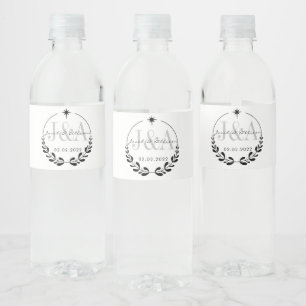 Monogram Elegante Moderne Bar Bruiloft gunst Waterfles Etiket