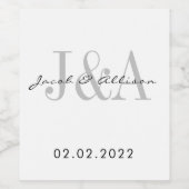monogram elegante moderne trouwpartij wijn etiket (Enkel label)