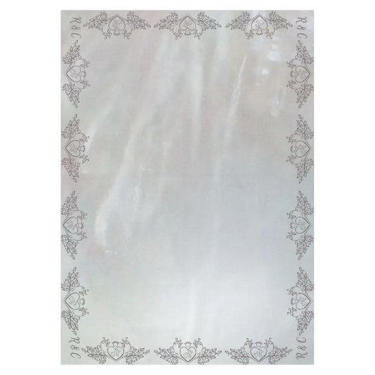 Monogram Elegante Moeder-van-Parel Grijs Med Bruil Tafelkleed (Voorkant)