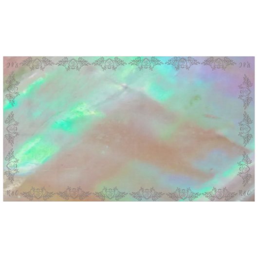 Monogram Elegante Moeder-van-Parel Groene LRG Brui Tafelkleed (Voorkant (Horizontaal))