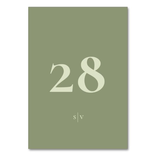 Monogram Elegante Moss Sage Green Wedding Kaart (Voorkant)