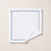 Monogram Elegante Navy Blauwe Rand Briefpapier Bad Handdoek (Wasdoekje)