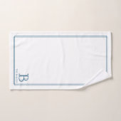 Monogram Elegante Navy Blauwe Rand Briefpapier Bad Handdoek (Handdoek)