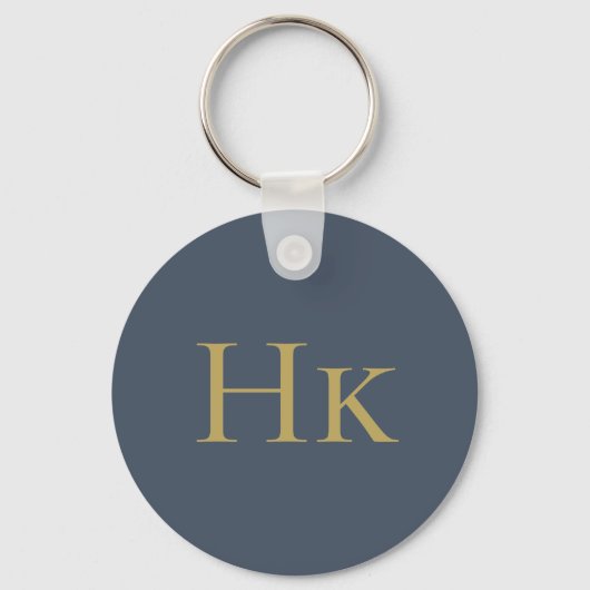 Monogram Elegante Navy Gold Monogrammed Initialen Sleutelhanger (Voorkant)