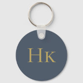 Monogram Elegante Navy Gold Monogrammed Initialen Sleutelhanger (Achterkant)