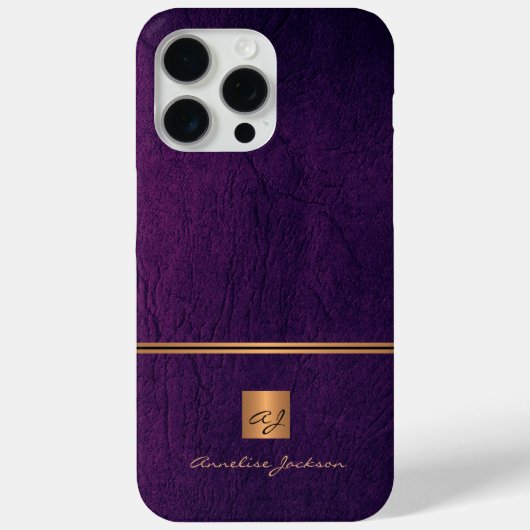 Monogram elegante paarse gouden luxe Case-Mate iPhone case (Achterkant)