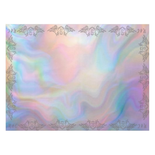 Monogram Elegante parelmoer kleur SM. Bruiloft Tafelkleed (Voorkant (Horizontaal))