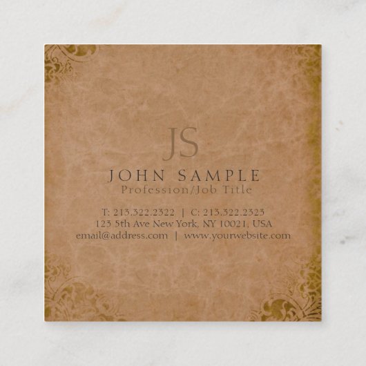 Monogram Elegante Premium Dikke Luxe Damast Vierkante Visitekaartje (Achterkant)