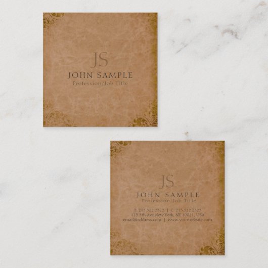 Monogram Elegante Premium Dikke Luxe Damast Vierkante Visitekaartje (Voorkant / Achterkant)