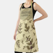 Monogram elegante retro Beige achtergrond Planten Schort (Insitu)